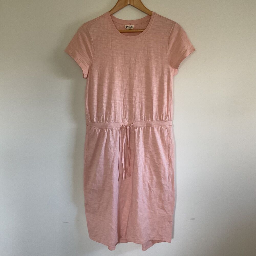 Pact Organic Cotton Peach Relaxed Perfect Slub Weekend Dress S Pink Coastal New